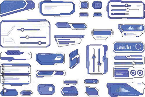 Futuristic Interface Elements: A captivating array of modern interface components, offering a sleek, technological feel. 