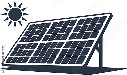 Solar Panels Illustration Isolated on Transparent Background Clean Power Technology