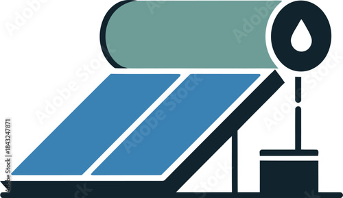 Solar water heater panel energy efficiency system for warm household vector design