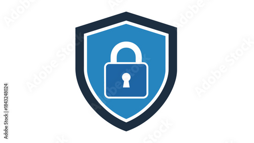 Digital security shield icon with a padlock symbol