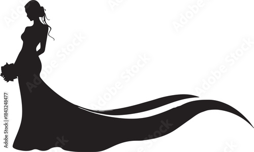 Silhouette of a woman vector illustration with floral pink heart design and black cat symbol