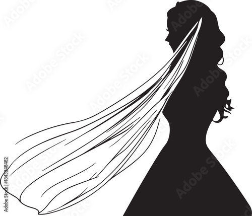 Elegant woman with long hair model for fashion vector illustration design and beauty glamour style sketch
