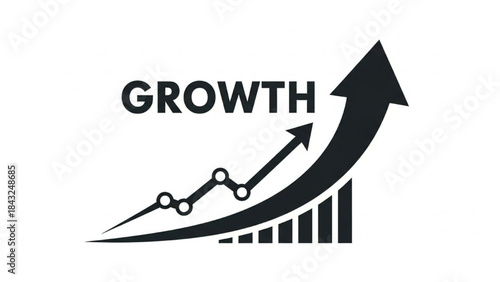 Growth Chart Graph with Arrow on White