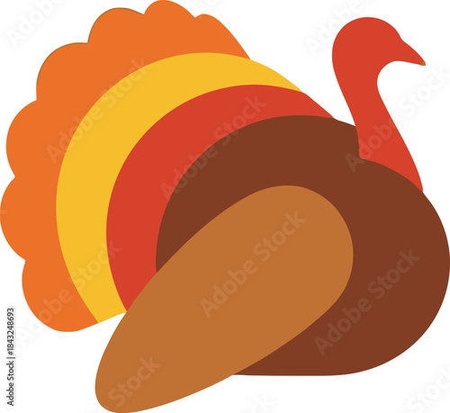 Turkey Illustration: A colorful turkey illustration, celebrating Thanksgiving. with beautiful bright feathers and it’s Thanksgiving. 