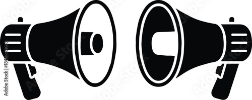 megaphone icon comparison vector set two black megaphone symbols