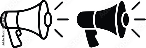 megaphone illustration two tone outline and filled audio icon