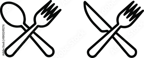 cutlery dining symbol crossed utensils fork spoon knife icons