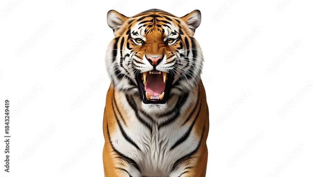 Naklejka premium Close up of a roaring tiger with open mouth
