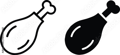 drumstick chicken leg icon flat and outline vector for menu