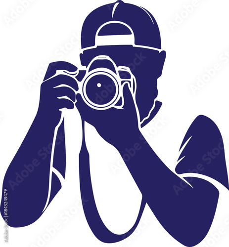 Creative Photographer Silhouette with Camera Vector Illustration