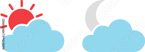 weather sun and moon partly cloudy forecast icon vector illustration