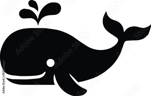 whale cartoon mascot silhouette for nursery poster design