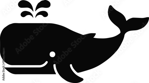 whale flat vector illustration minimal marine animal icon set