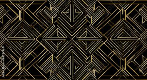Black Gold Art Deco Seamless Pattern Luxury Background
