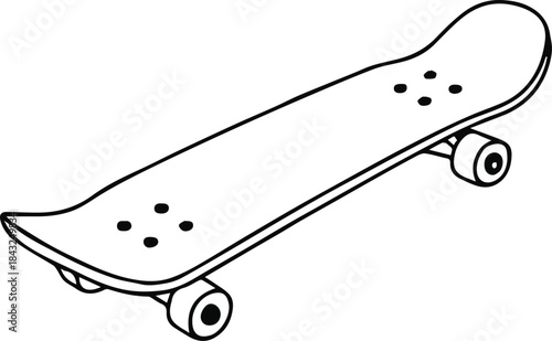 skateboard outline sketch deck nose tail trucks wheels simple art