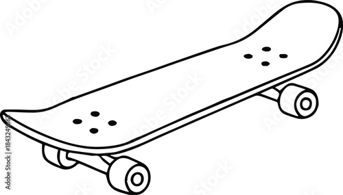 skateboard line drawing vector deck truck wheel outline