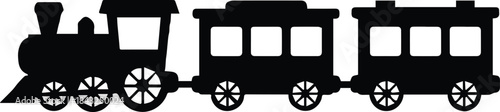 train transport symbol steam engine and passenger carriage outline