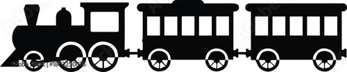 train silhouette vector locomotive with two passenger cars icon