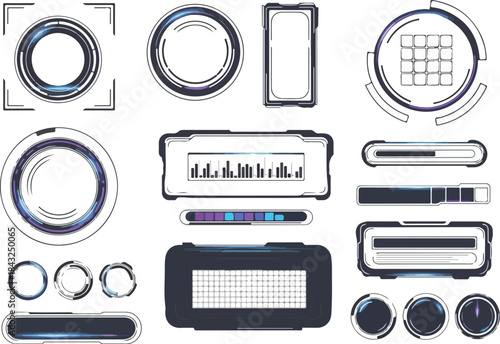 Digital Interface Elements: Futuristic UI elements showcase the beauty of technological innovation. A captivating glimpse into the realm of modern digital design, designed for tech enthusiasts.