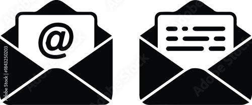 envelope outline icons for email notification and mail message