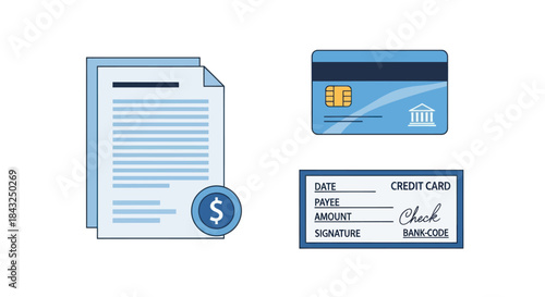 Financial Documents and Payment Methods: Invoice Credit Card and Check.