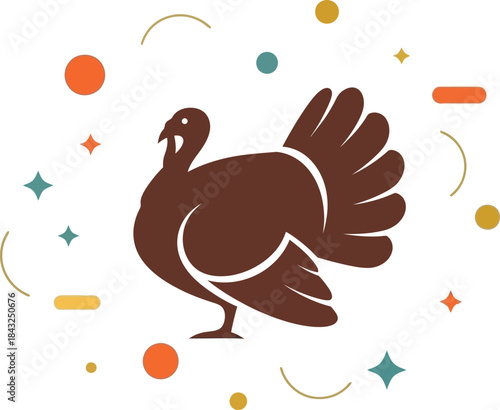 Turkey Illustration: A stylized illustration of a turkey, with a minimalist design, ready to bring warmth to the holiday season. 