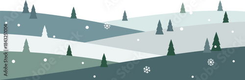 Winter Wonderland Scene: A serene winter landscape, where the gentle slopes of the terrain are dusted with snowflakes, evoking a sense of tranquility and the stark beauty of the season.