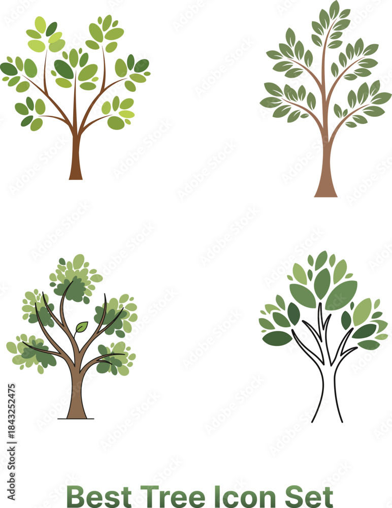Obraz premium Best Tree Icon Set