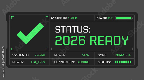 Futuristic system status ready checkmark screen vector interface