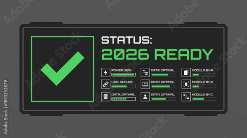 Futuristic system status display showing ready status vector