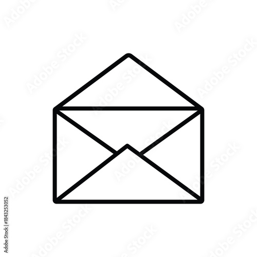 Black outline design of email message icon vector, for ui ux app and website design.