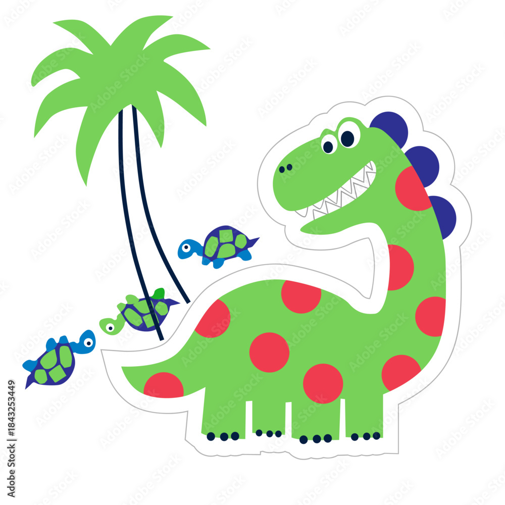 Naklejka premium dinosaur & tortoise print vector 