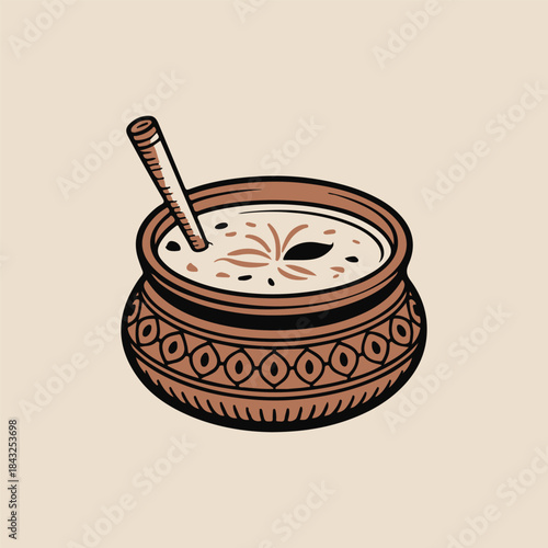 vector illustration of a bowl with a spoon