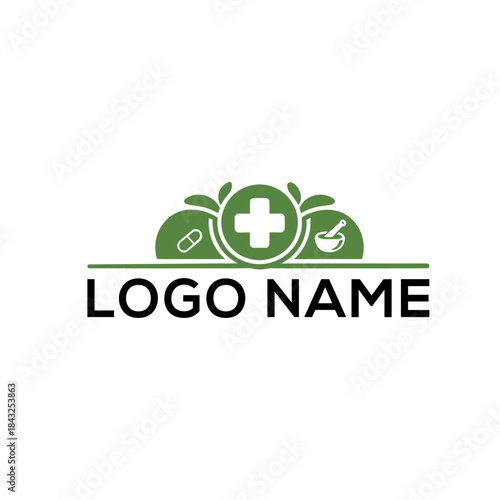 Pharmacy and herbal medicine logo
