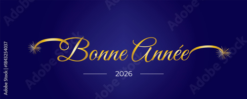 Happy new year 2026 in french handwriten text syle best for social media post and banner vector 