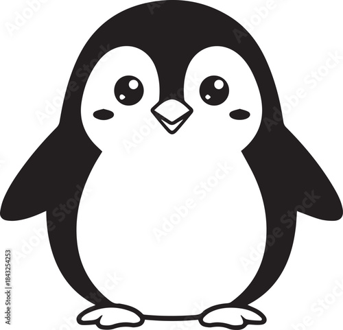 Cute Penguin Silhouette vector flat illustration design