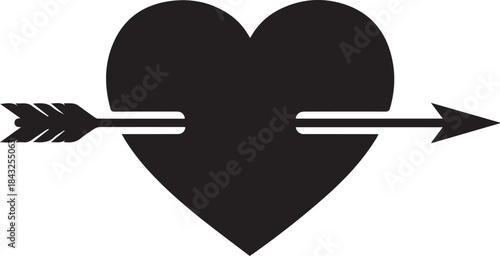 Black silhouette of a heart pierced by an arrow
