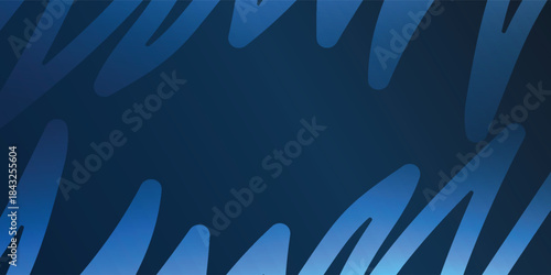 Abstract dark blue background with dynamic light blue wavy lines and gradient effect, suitable for modern design.