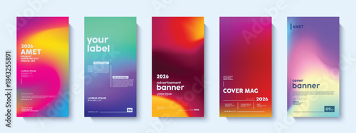 Set of modern vibrant colorful gradient posters template Abstract designs with sample text elements. Collection of abstract modern background.