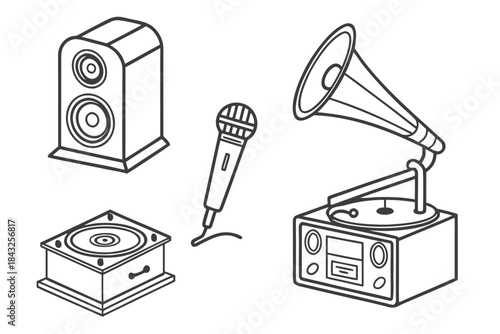  Modern Soft Outline Music   Audio Equipment Icon  (2) Vector SVG Design