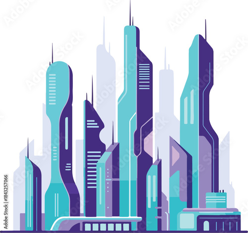 Urban Symphony: A visionary depiction of a futuristic cityscape, adorned with sleek skyscrapers and advanced architectural marvels that evoke a sense of progress and innovation.