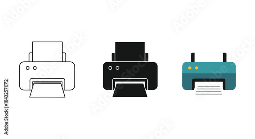 Different styles of printer illustration