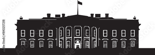 Iconic silhouette of the white house building in washington dc