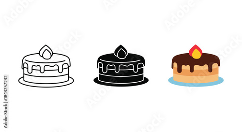 Delicious cakes with chocolate and fruit toppings