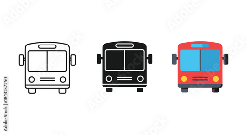 Three different colored bus illustrations
