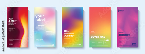 Set of modern vibrant colorful gradient posters template Abstract designs with sample text elements. Collection of abstract modern background.