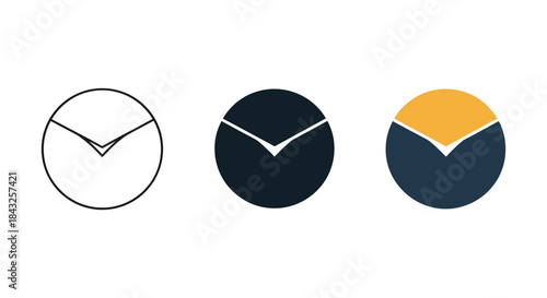Simple clock face icons in different color schemes