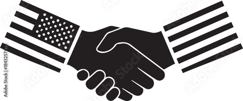 American flag handshake symbolizing partnership and unity