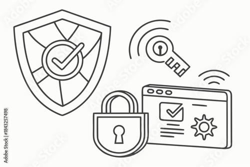 Minimal Outline Online Security Permission Icon Se (1) Vector SVG Design