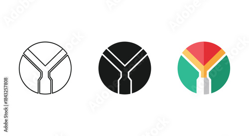 Logo design variations in different colors and styles